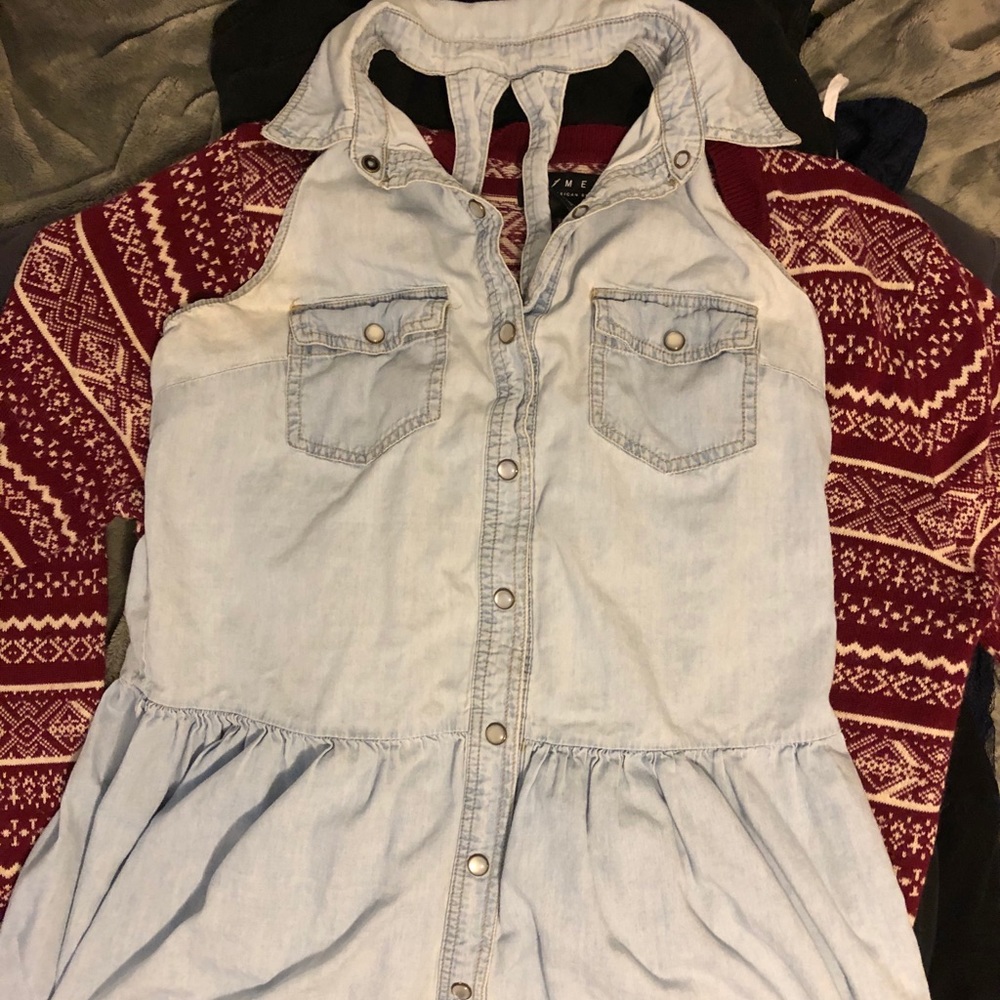 Denim style halter dress